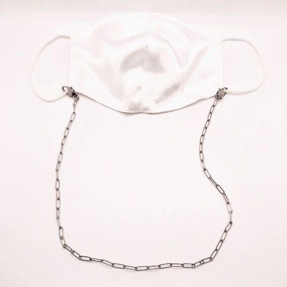 Silver Stainless Steel Paperclip Link Mask Chain Necklace - Picture 1 of 4